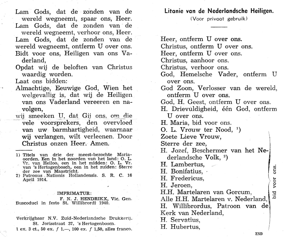 Litanie van de Nederlandsche Heiligen