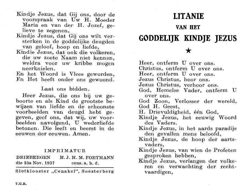 Litanie van het goddelijk Kindje Jezus
